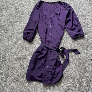 Plum button down dress